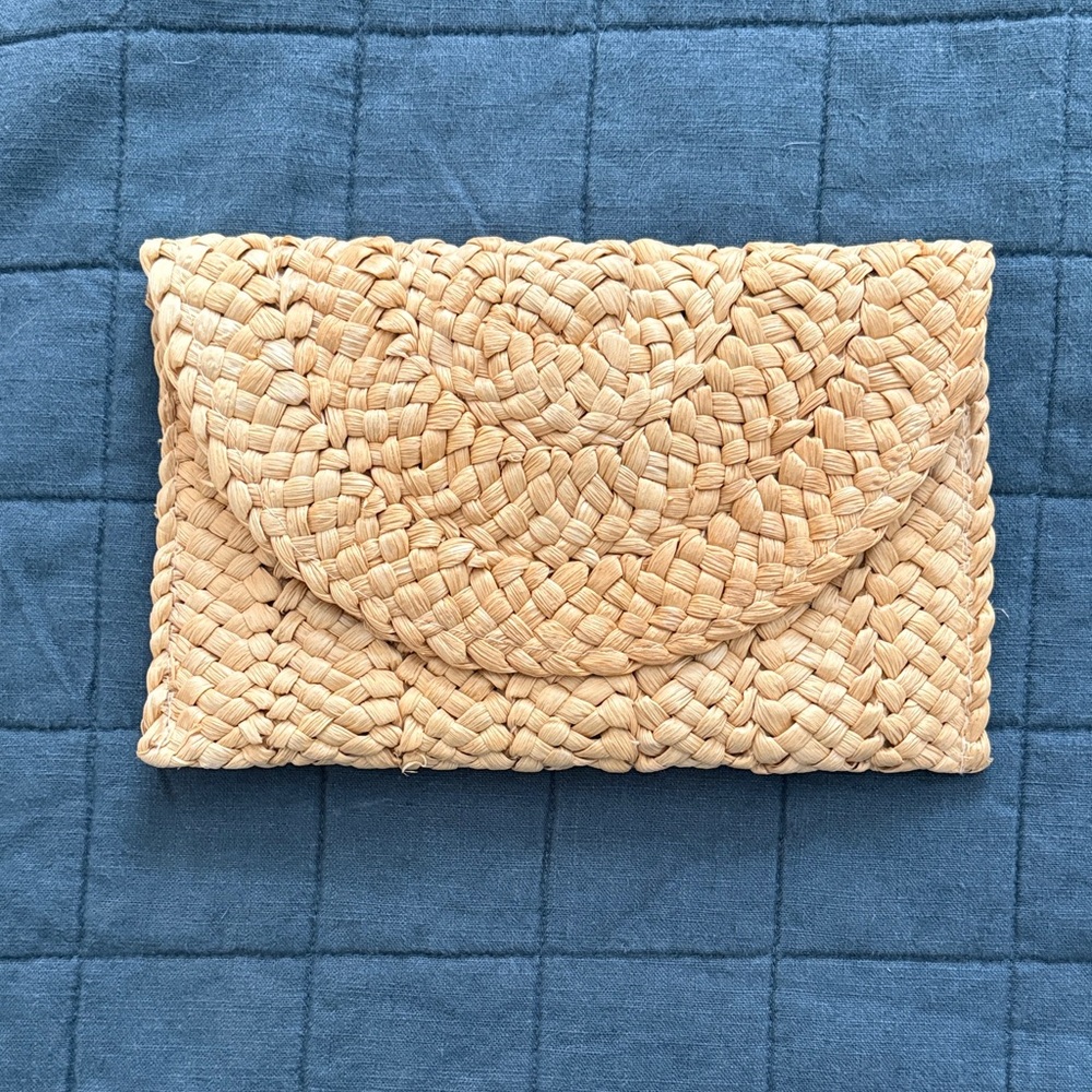 Woven Tan Clutch Bag